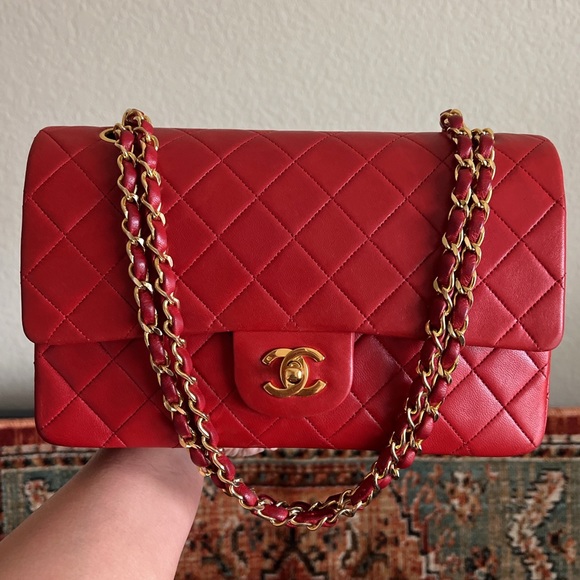 CHANEL Handbags - Chanel Vintage Classic Medium Red Double Flap Bag
